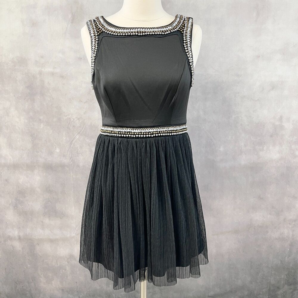 Love Reign Black Embellished Fit-and-Flare Dress Y- W2